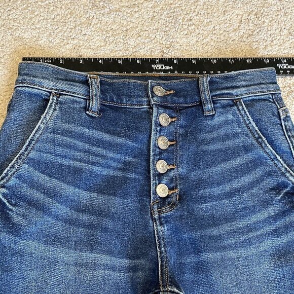 American Eagle Mom Jeans Denim Size 0 XL Button Fly Relaxed Fit Cropped Raw Hem - Picture 5 of 15